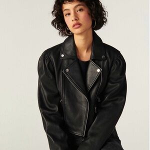 ba&sh Perfecto Nelio Classic Black Leather Jacket NWT